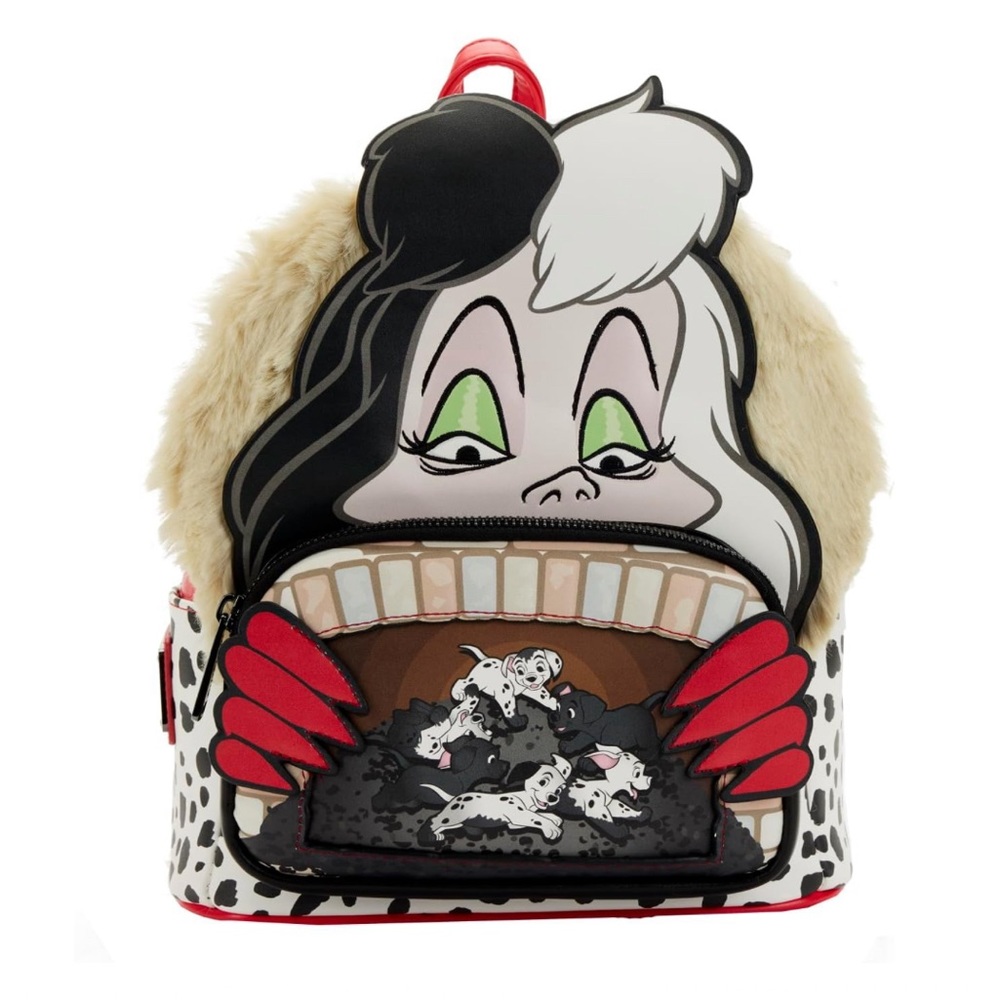NWT Loungefly Disney 101 Dalmatians Villains Scene Cruella Mini Backpack